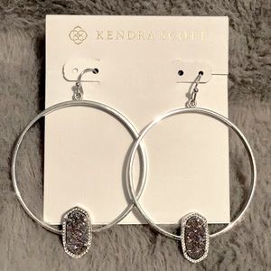 Kendra Scott Elora Silver Hoop Earrings Multi Drusy